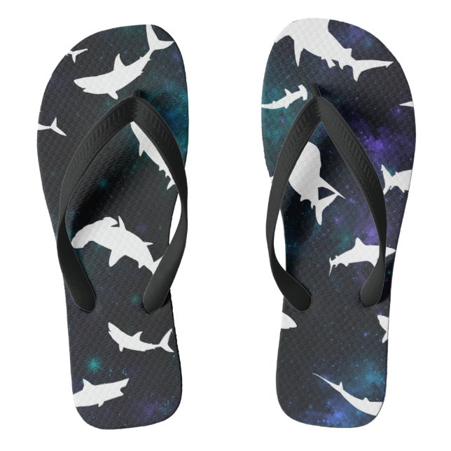 Haifisch-weißer Schatten auf der Dunklen Galaxie Flip Flops (Fußbett)