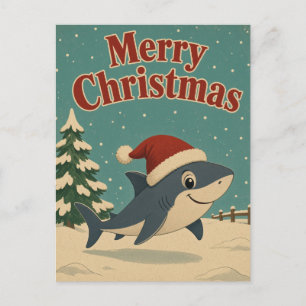 Haifisch-Winterhof-Tier-Weihnachten Postkarte