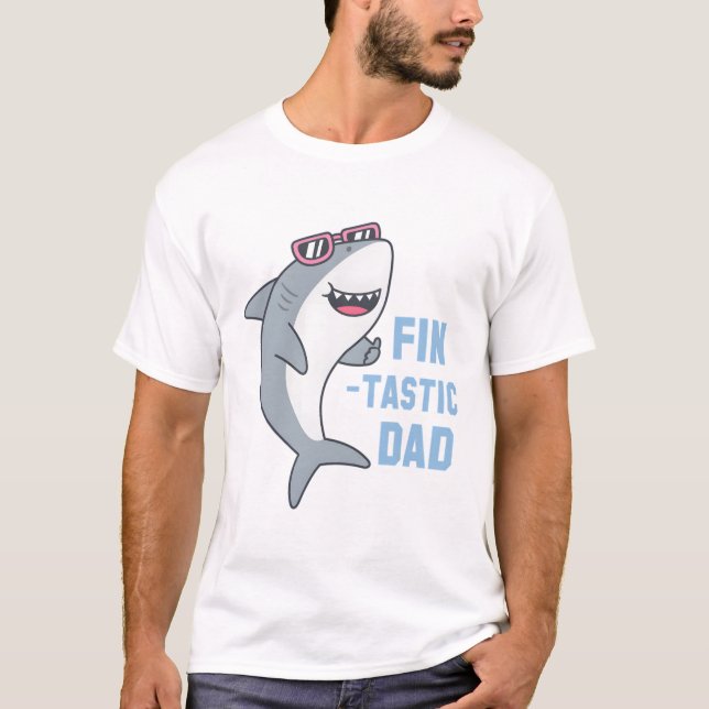 Haifisch wirbelt auf, feingeatmeter Vater Hai-Pun T-Shirt (Vorderseite)