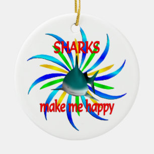 Haifische machen mich glücklich keramik ornament