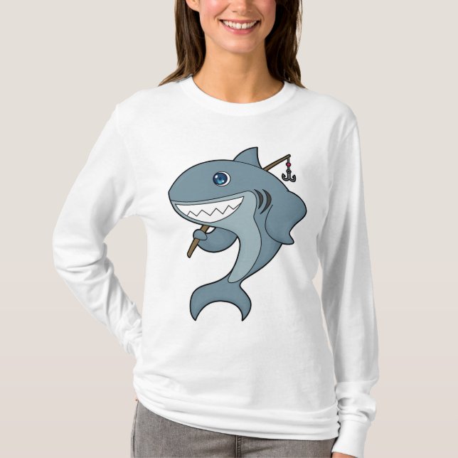 Haifischfischfischerei - Fischfangstange T-Shirt (Vorderseite)