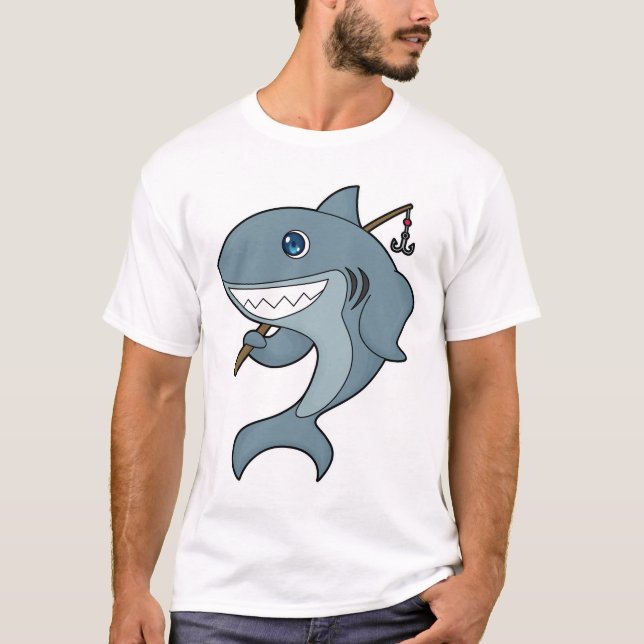Haifischfischfischerei - Fischfangstange T-Shirt (Vorderseite)