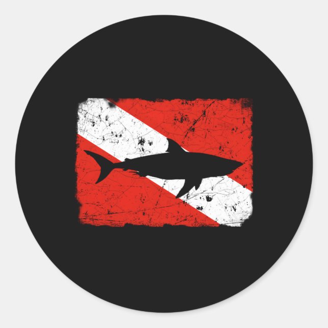 Haifischtaucht-Flag Not leidende Taucher Runder Aufkleber (Vorderseite)