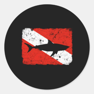 Haifischtaucht-Flag Not leidende Taucher Runder Aufkleber