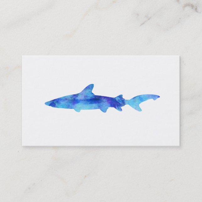 Haifischwatercolor-Silhouette-Färbungs-aquamarines Visitenkarte (Vorderseite)