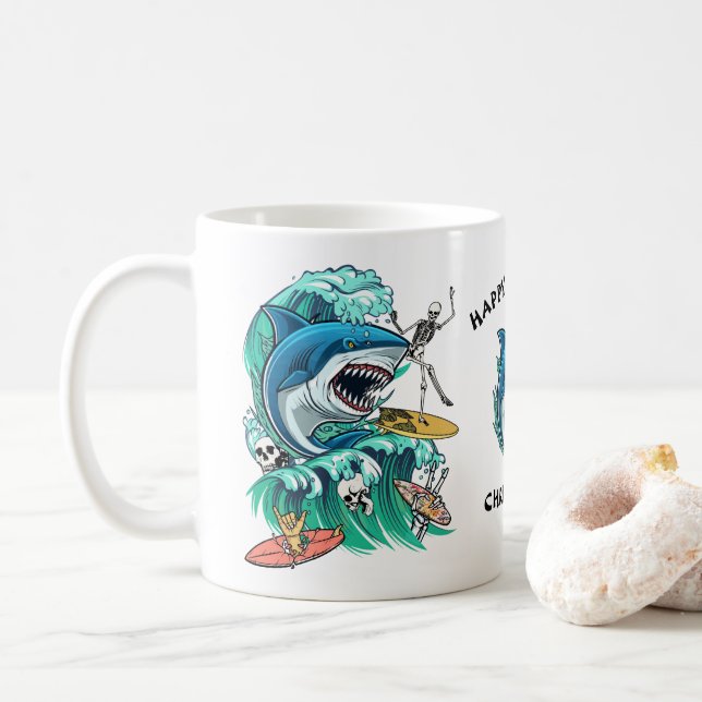 Haifischwelle Kaffeetasse (Mit Donut)