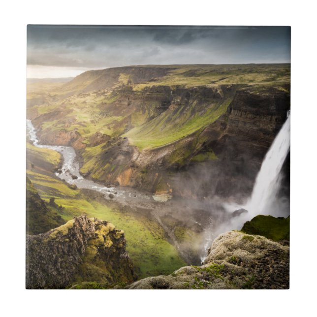 Haifoss Waterfall | Sommer in Island Fliese (Vorderseite)