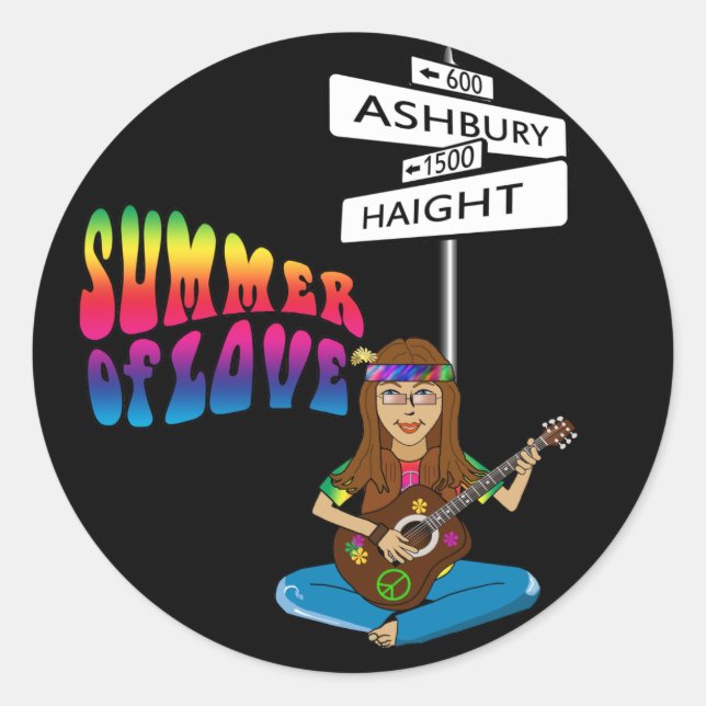 Haight Ashbury Sommer der Liebe Runder Aufkleber (Vorderseite)