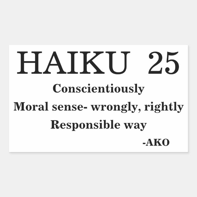 HAIKU 25 RECHTECKIGER AUFKLEBER (Vorderseite)