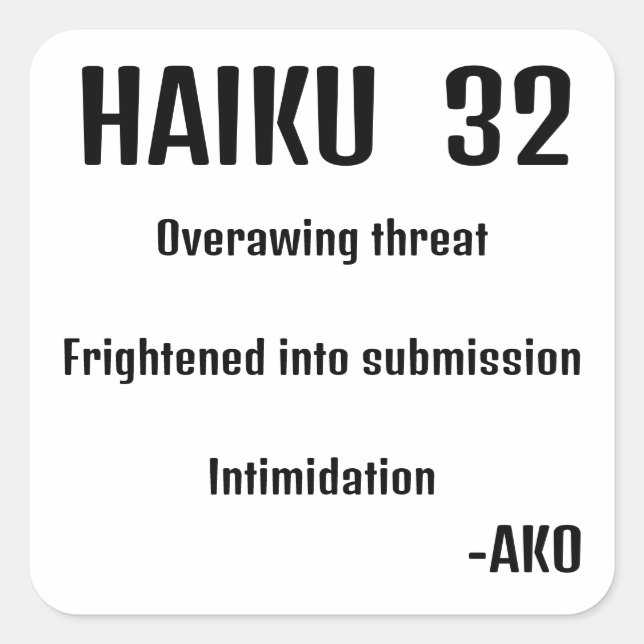 HAIKU 32 QUADRATISCHER AUFKLEBER (Vorderseite)