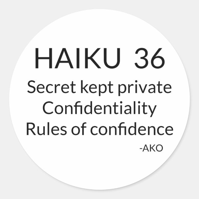 HAIKU 36 RUNDER AUFKLEBER (Vorderseite)