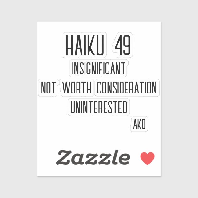 HAIKU 49 AUFKLEBER (Blatt)