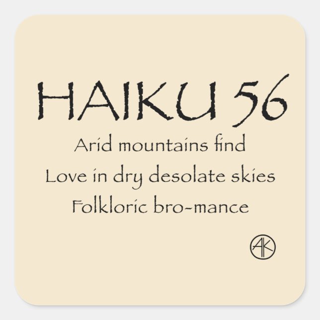 HAIKU 56 QUADRATISCHER AUFKLEBER (Vorderseite)