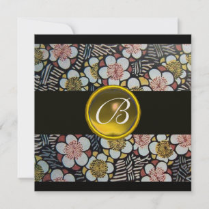 HAIKU/FRÜHLINGSBLUMEN GELBER TOPAS MONOGRAMM EINLADUNG