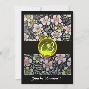 HAIKU/FRÜHLINGSBLUMEN GELBER TOPAS MONOGRAMM EINLADUNG