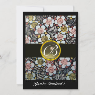 HAIKU /FRÜHLINGSBLUMEN GRAUER ACHAT-EDELSTEIN-MONO EINLADUNG