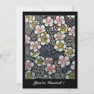 HAIKU/ SCHWARZ WEISS GELB ROSA FRÜHLINGSBLUMEN EINLADUNG