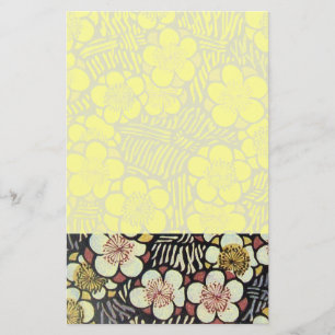 HAIKU/ SCHWARZ WEISS PINK GELB FRÜHLINGSBLUMEN BRIEFPAPIER