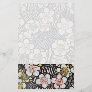 HAIKU/SCHWARZ-WEISS PINK GELBE BLUMEN BRIEFPAPIER