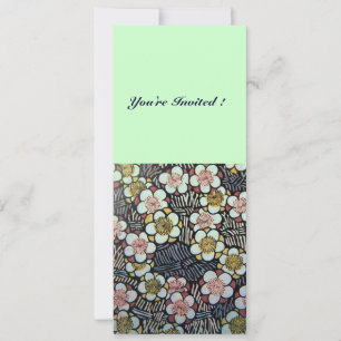 HAIKU/ SCHWARZ WEISS PINK GRÜN FRÜHLINGSBLUMEN EINLADUNG