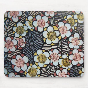HAIKU/SCHWARZ-WEISS PINK SPRING FLOWERS MOUSEPAD