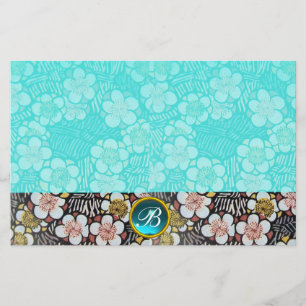 HAIKU/SCHWARZ WEISSE FRÜHLINGSBLUMEN BLAUER EDDELS BRIEFPAPIER