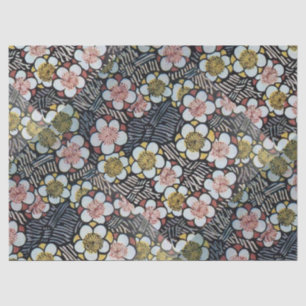 HAIKU-/Schwarz-weiße ROSA GELBE FRÜHLINGS-BLUMEN Seidenpapier