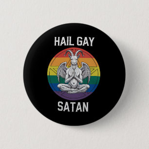 Hail Gay Satan Funny Goth Gothic Goat LGBTQ Button