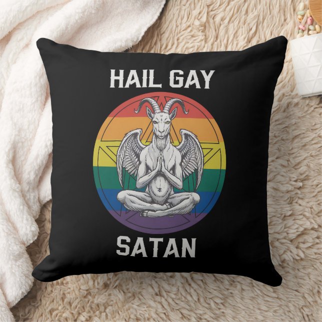 Hail Gay Satan Funny Goth Gothic Goat LGBTQ Kissen (Decke)