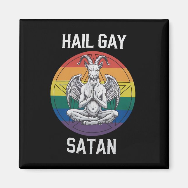 Hail Gay Satan Funny Goth Gothic Goat LGBTQ Magnet (Vorne)