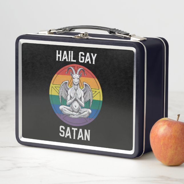 Hail Gay Satan Funny Goth Gothic Goat LGBTQ Metall Brotdose (Beispiel)