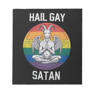 Hail Gay Satan Funny Goth Gothic Goat LGBTQ Notizblock