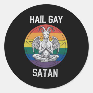 Hail Gay Satan Funny Goth Gothic Goat LGBTQ Runder Aufkleber