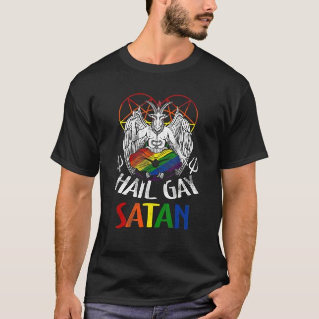 Hail Gay-Satan LGBT Goth Gay Pride Baphomet Celebr T-Shirt (Vorderseite)
