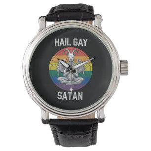 Hail Gay Satan Lustig Gothisch Gothic Ziege LGBTQ Armbanduhr