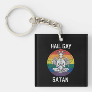 Hail Gay Satan Lustig Gothisch Gothic Ziege LGBTQ Schlüsselanhänger