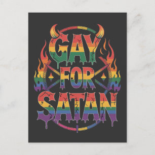 Hail Gay Satan Rainbow Baphomet Devil Goat LGBTQ Ankündigungspostkarte