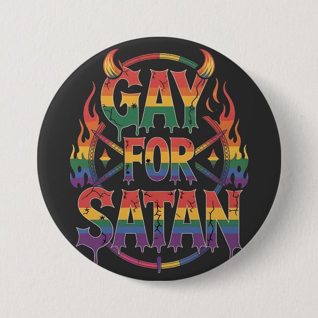 Hail Gay Satan Rainbow Baphomet Devil Goat LGBTQ Button (Vorderseite)