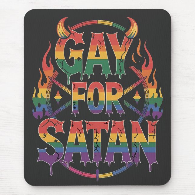 Hail Gay Satan Rainbow Baphomet Devil Goat LGBTQ Mousepad (Vorne)