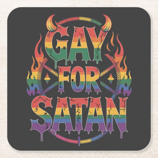 Hail Gay Satan Rainbow Baphomet Devil Goat LGBTQ Rechteckiger Pappuntersetzer (Vorderseite)