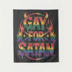 Hail Gay Satan Rainbow Baphomet Devil Goat LGBTQ Wandteppich