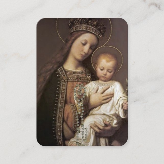 Hail Holy Queen Rosary Prayer Card Visitenkarte (Vorderseite)