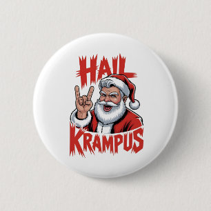 Hail Krampus Teufelshorn Krampus Rock  Button