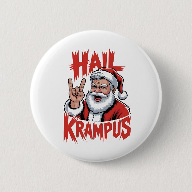 Hail Krampus Teufelshorn Krampus Rock  Button (Vorderseite)