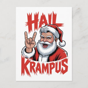 Hail Krampus Teufelshorn Krampus Rock Einladungspostkarte