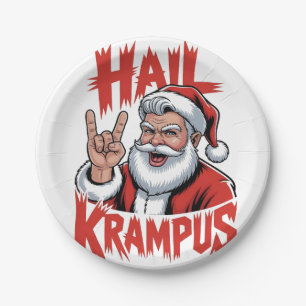 Hail Krampus Teufelshorn Krampus Rock Pappteller