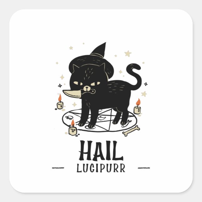 Hail Lucipurr Quadratischer Aufkleber (Vorderseite)