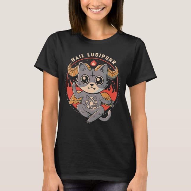 Hail Lucipurr Satan Cat Cat T-Shirt (Vorderseite)