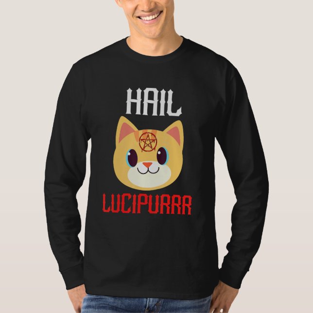 Hail Lucipurr Satan Demon Heavy Metal Music T-Shirt (Vorderseite)