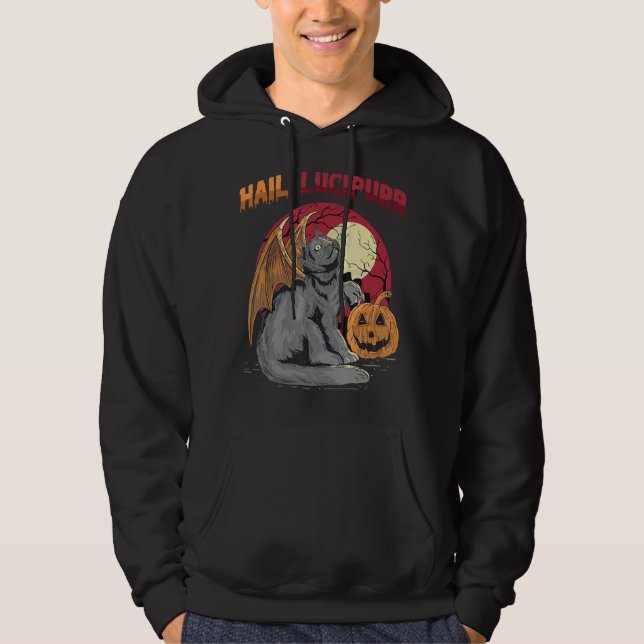 Hail Lucipurr Winged Demon Cat Halloween Kostüm P Hoodie (Vorderseite)